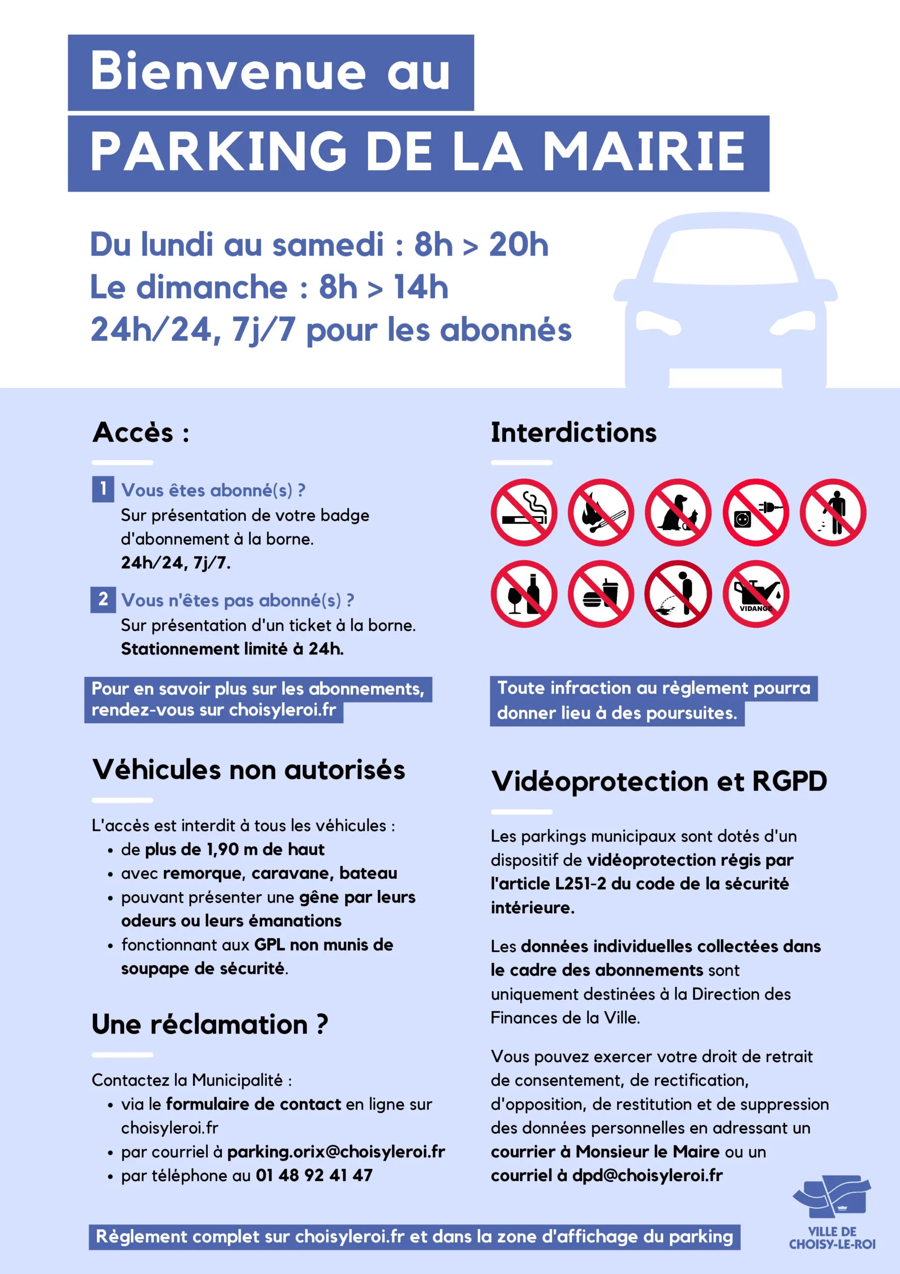 Tarifs des parkings 2 Règlement des parkings