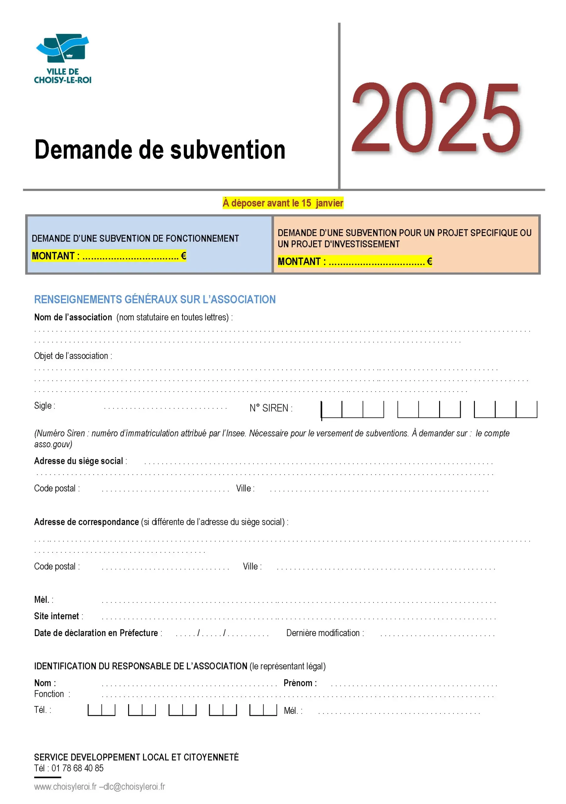 Demande de subvention 2025
