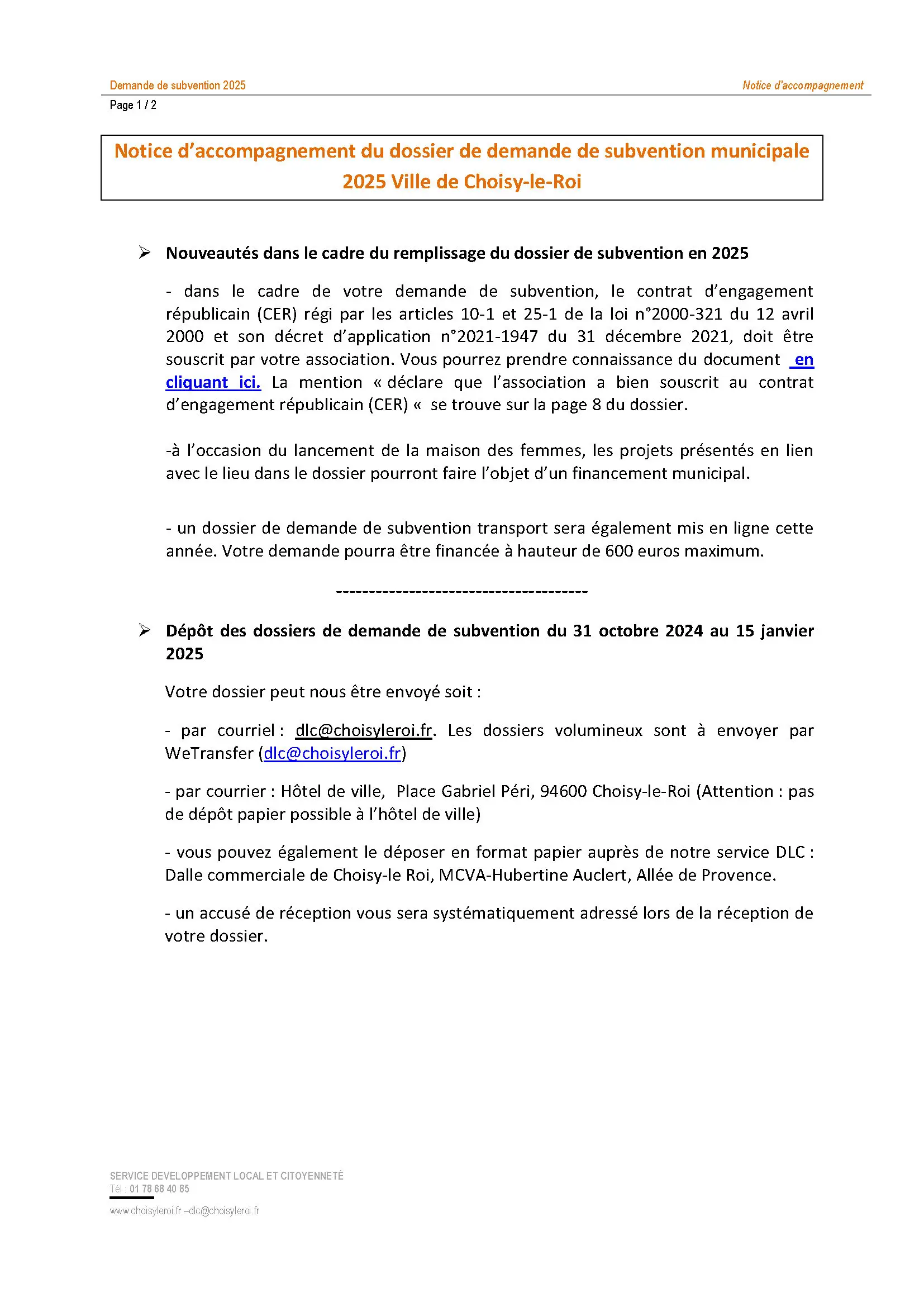 Notice d’accompagnement du dossier