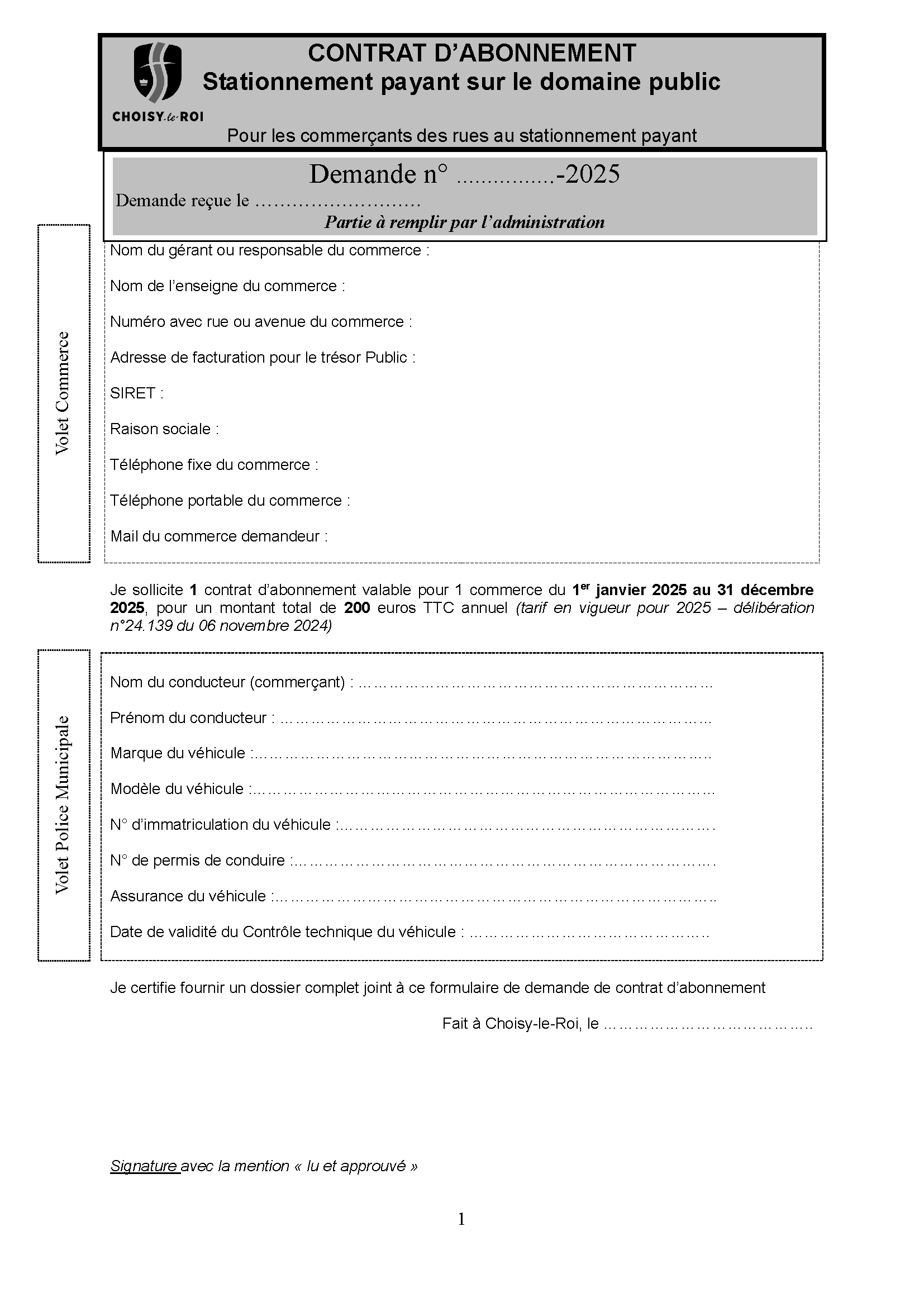 Commerces 5 Contrat d'abonnement