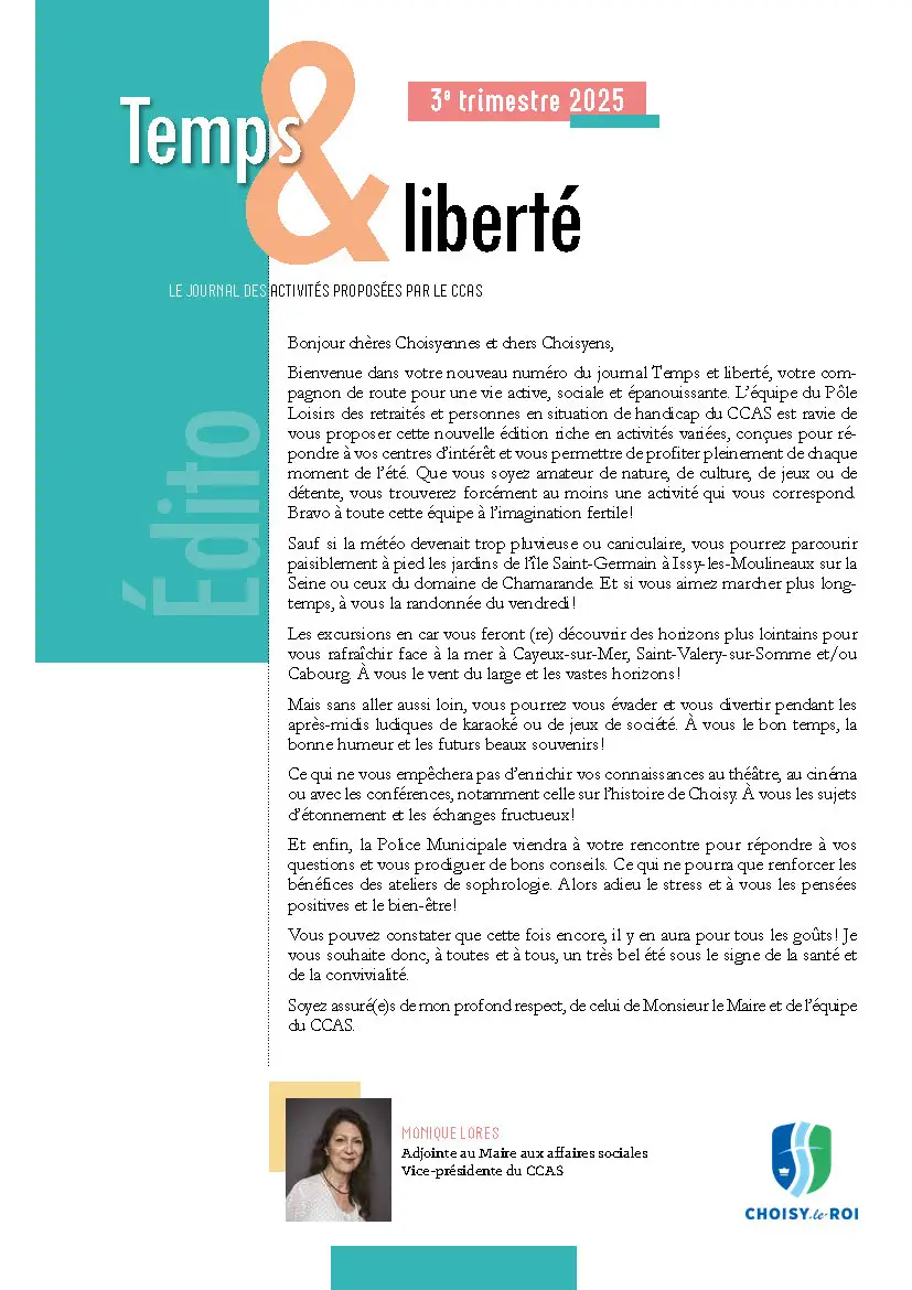 Temps et liberté - 3e trimestre 2025 1 Temps & liberté