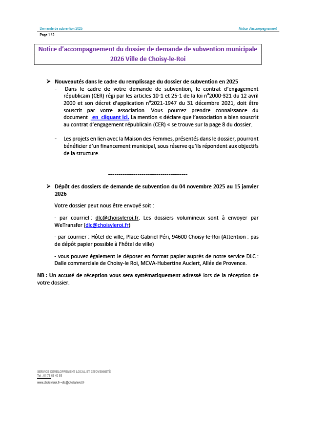 Notice d’accompagnement du dossier