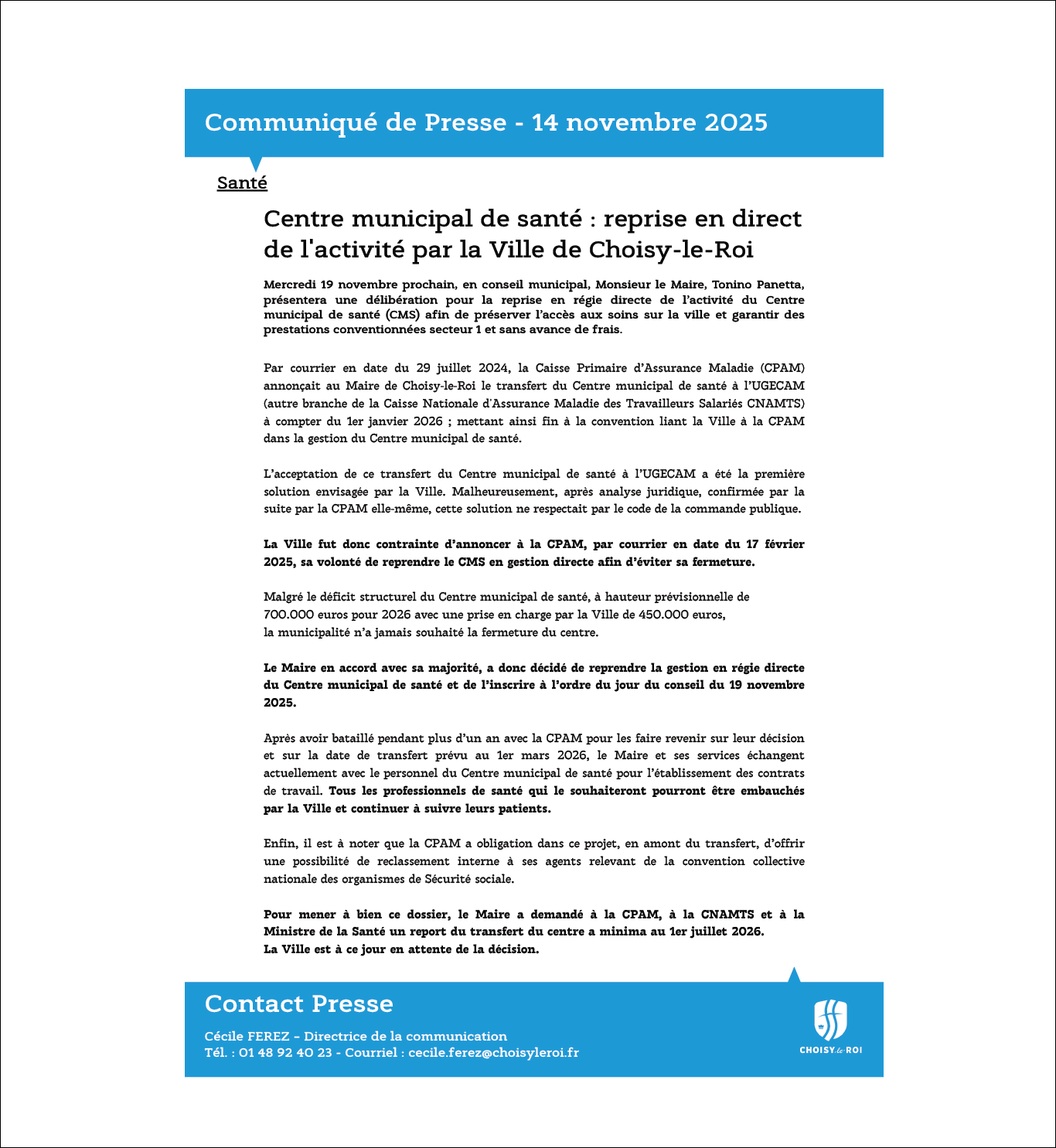 Communiqué de presse