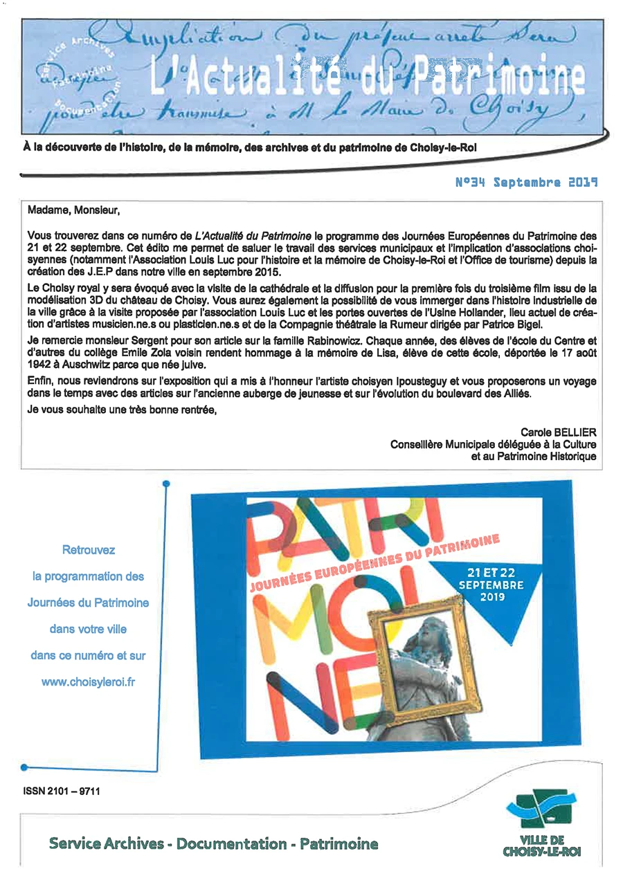 Couverture - L'actualité du patrimoine n°34