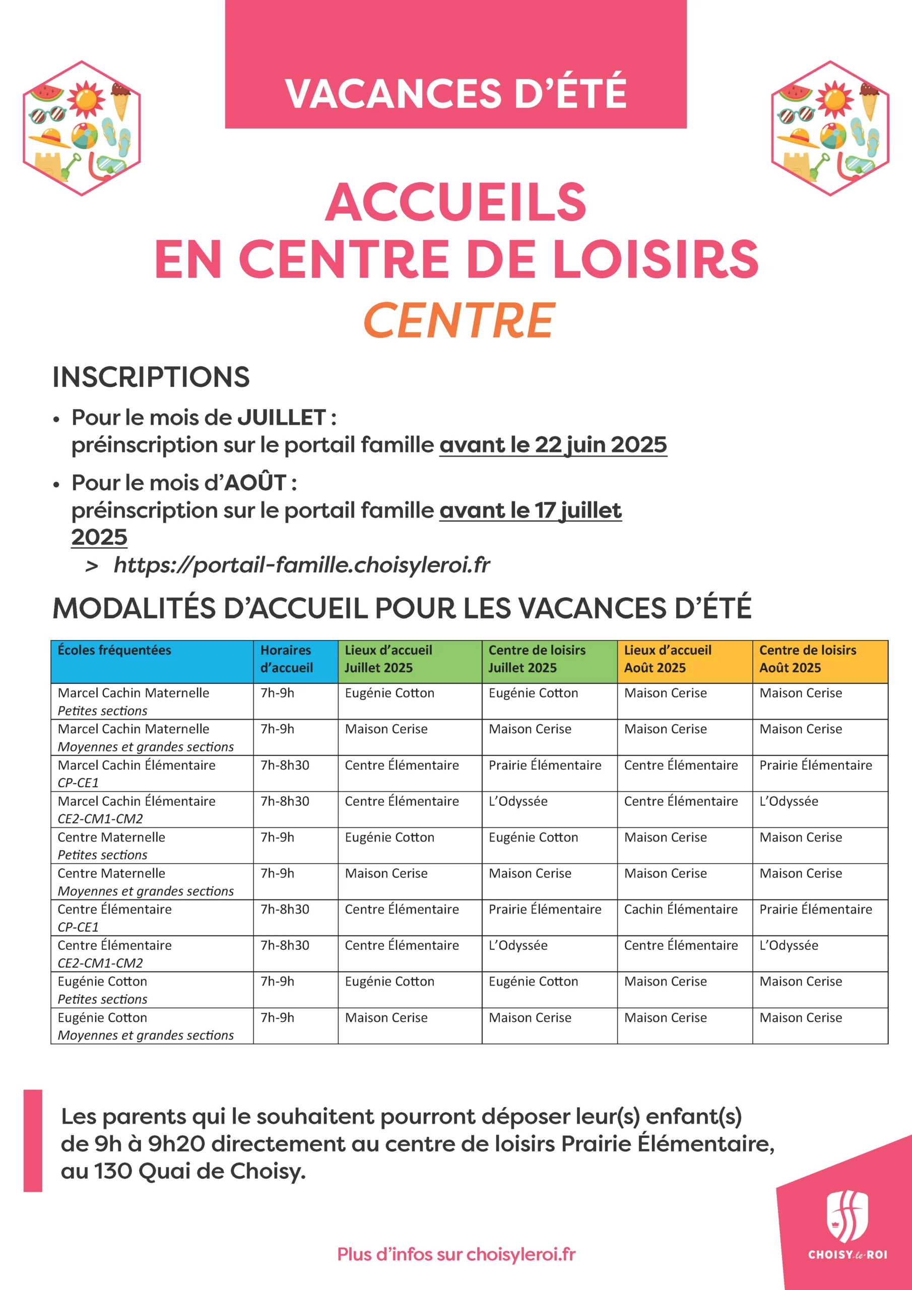 Centres de loisirs 9 Vacances d'été 2025