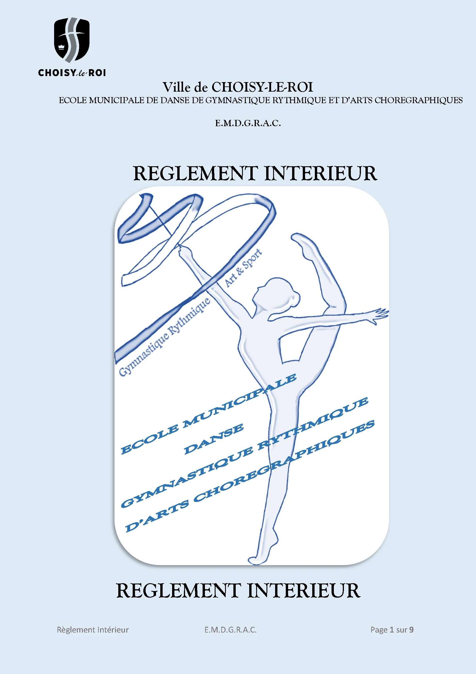 École de danse 2 Règlement intérieur