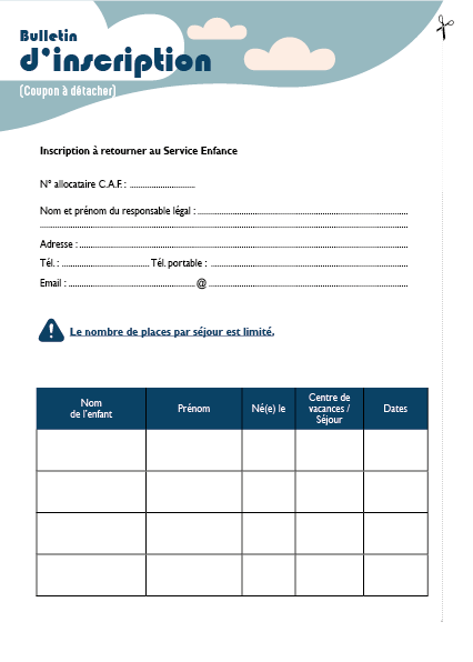 Bulletin d'inscription