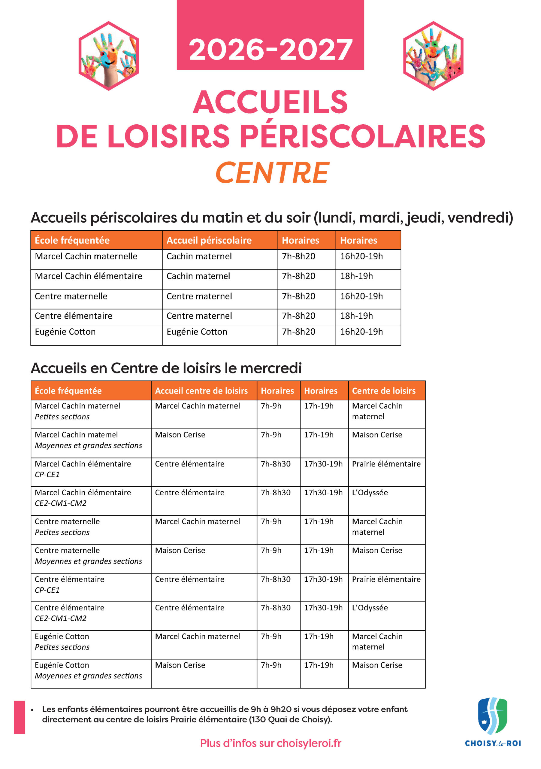 Accueils de loisirs périscolaires 2026-2027
