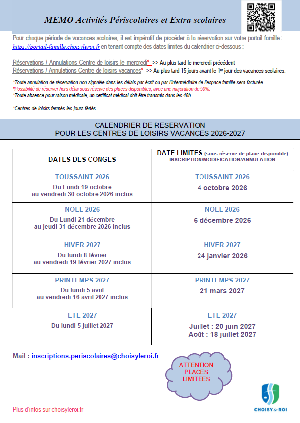 Les dates à retenir pour l’année scolaire